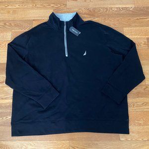 Nautica Mens Navtech Quarter Zip True Black Sweater Long Sleeve 2XL XXL NWT